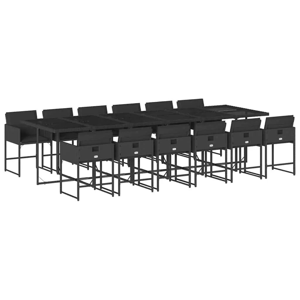 Garden Dining Set Black 13 Piece Outdoor Furniture Poly Rattan Chairs Table