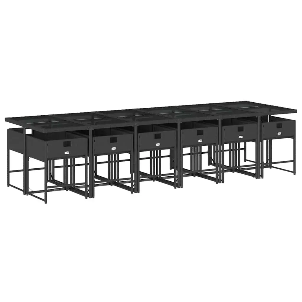 Garden Dining Set Black 13 Piece Outdoor Furniture Poly Rattan Chairs Table