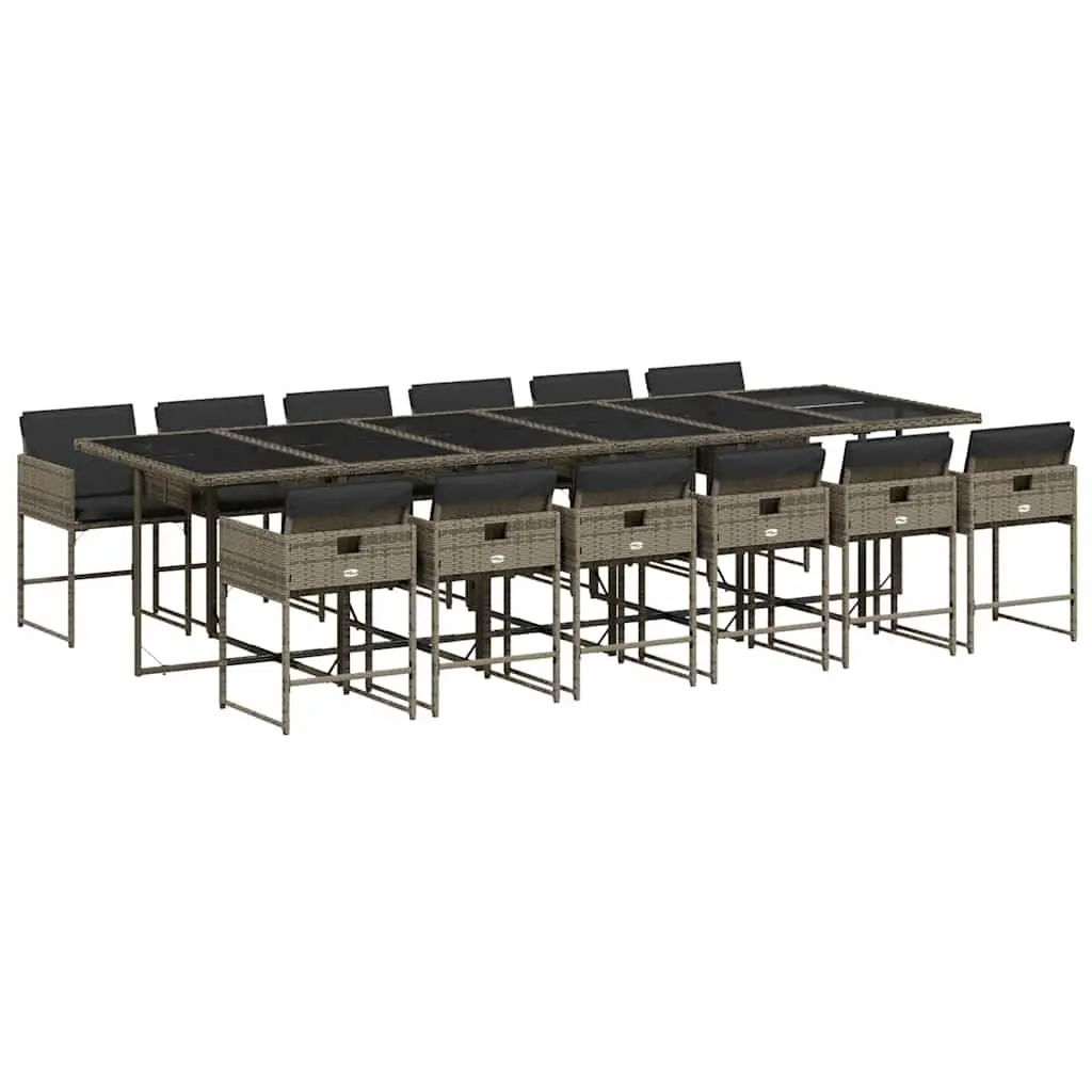 Garden Dining Set Grey 13 Piece Outdoor Furniture Poly Rattan Patio Seating