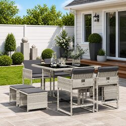 Concise 9-Piece Outdoor Dining Set for Al Fresco Dining