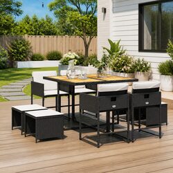 Compact and Functional 9-Piece Outdoor Dining Set