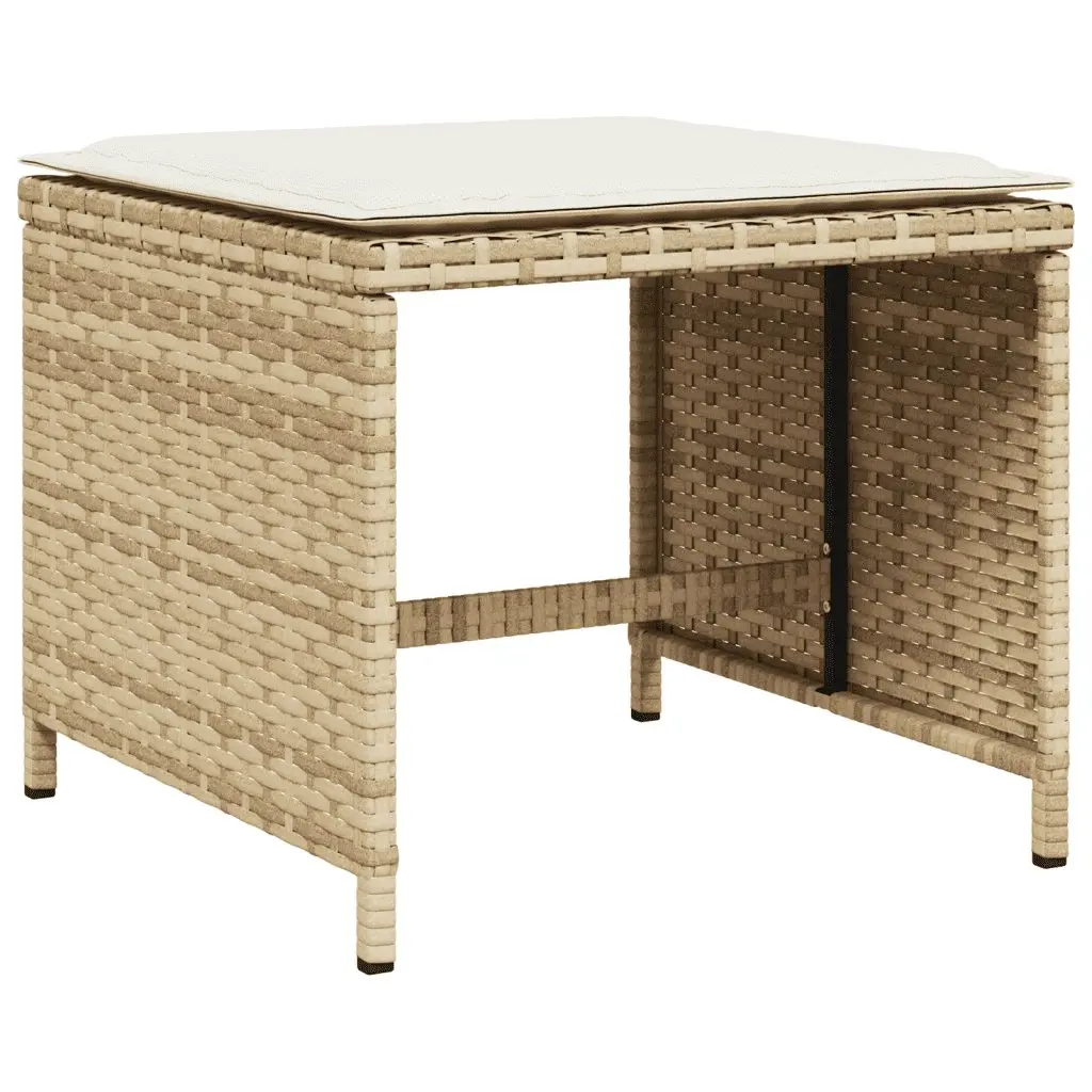 Garden Dining Set Beige 9 Piece Outdoor Furniture with Cushions PE Rattan Acacia Wood Table