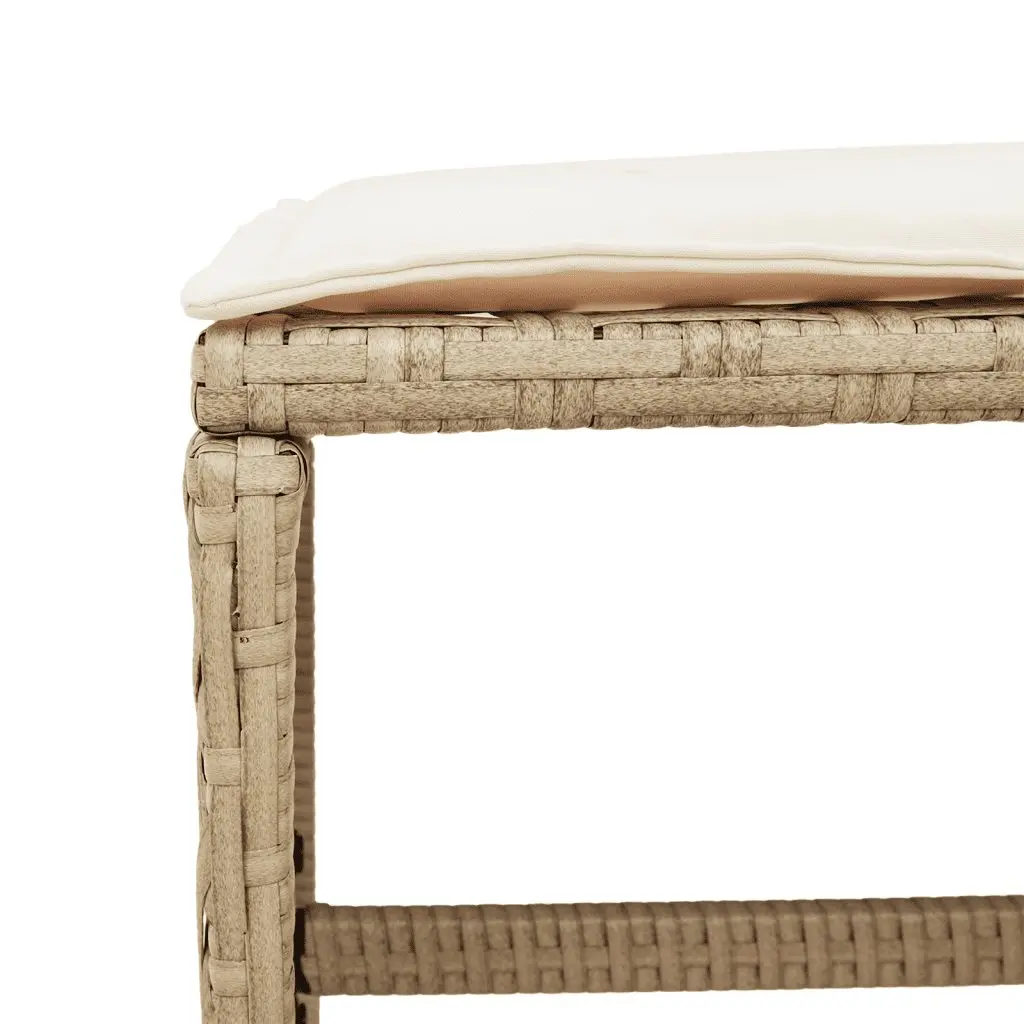 Garden Dining Set Beige 9 Piece Outdoor Furniture with Cushions PE Rattan Acacia Wood Table
