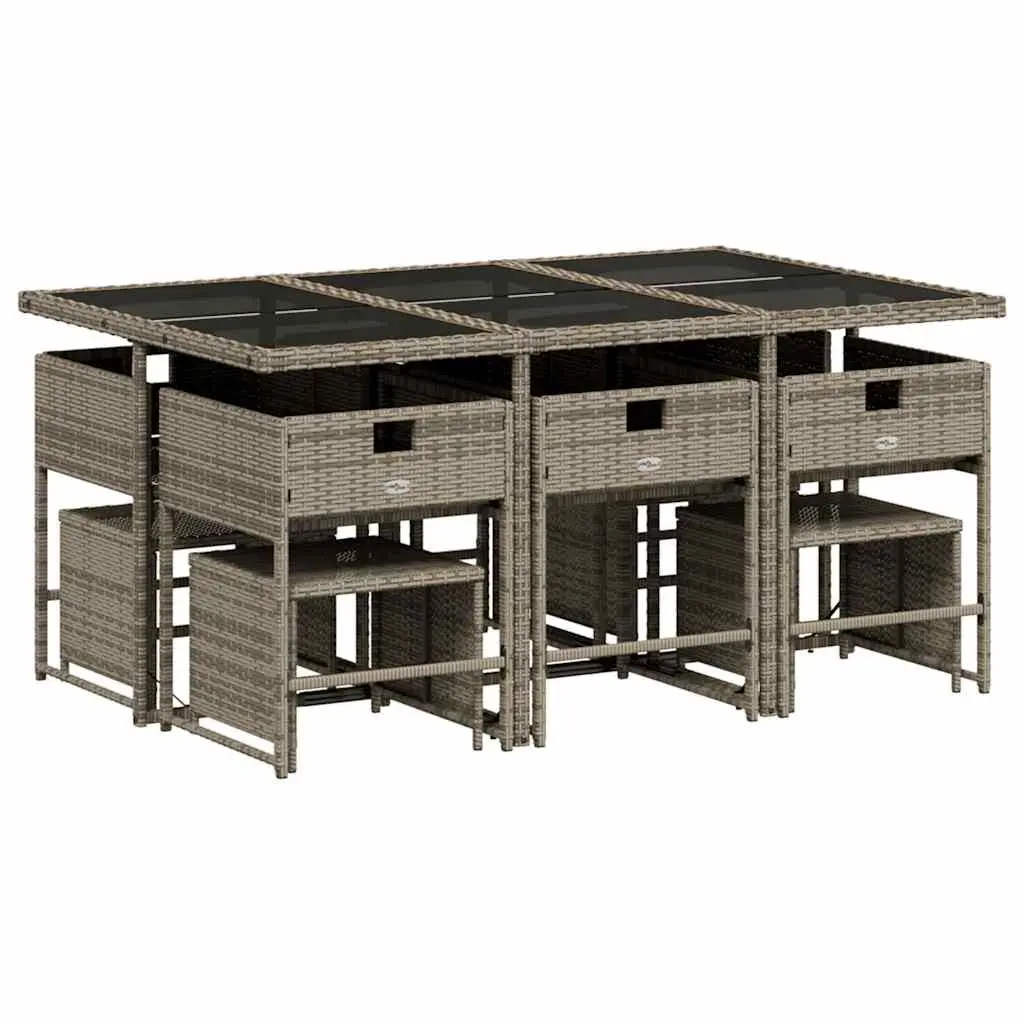 Garden Dining Set 11 Piece Outdoor Furniture Grey PE Rattan Table Chairs