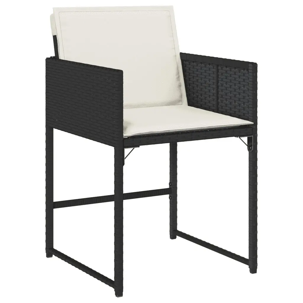 Garden Dining Set 13 Piece Black Poly Rattan Outdoor Furniture with Cushions
