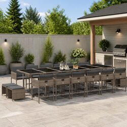 Compact and Stylish 17-Piece Outdoor Grey Dining Set