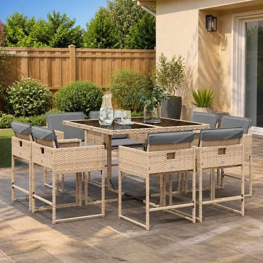 9-Piece Garden Dining Set with Easy Maintenance