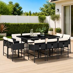 Black Rattan Dining Set 11 Pieces