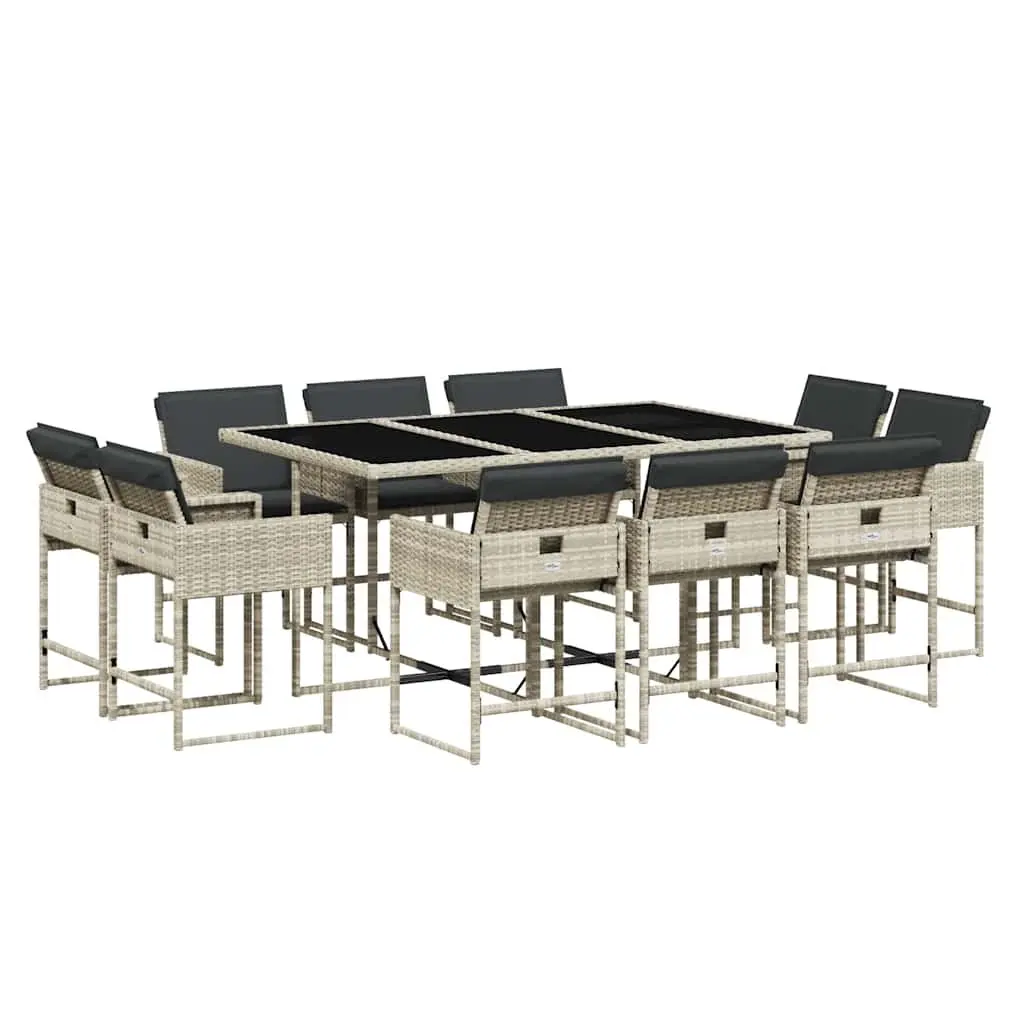 Garden Dining Set Grey 11 Piece Outdoor Furniture PE Rattan Chairs Table