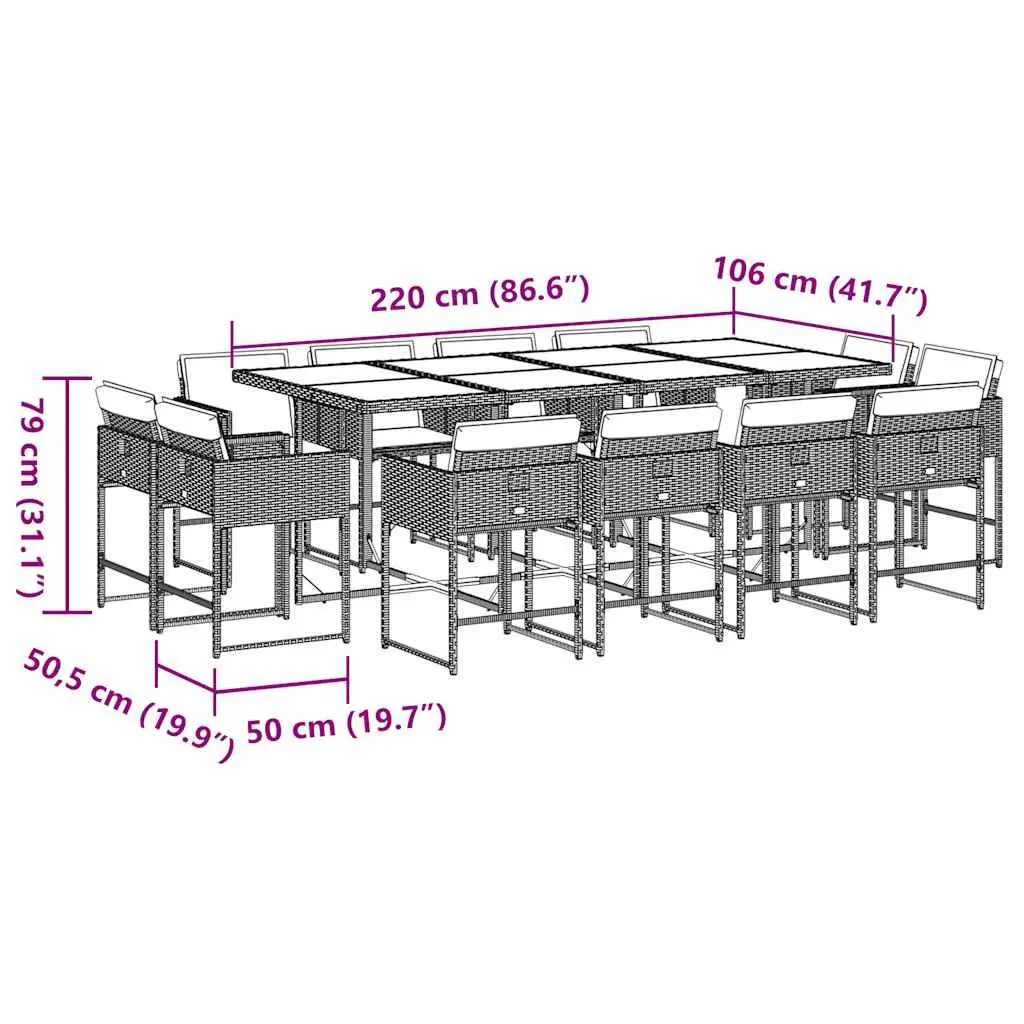 13 Piece Dining Set for Outdoor Spaces