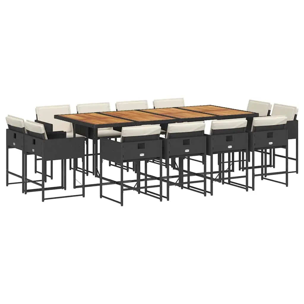 Garden Dining Set 13 Piece Outdoor Furniture Black Poly Rattan Chairs Table