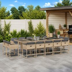 15 Piece Outdoor Dining Set with Folding Chairs