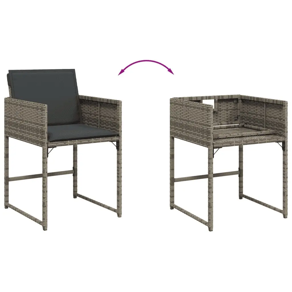 Garden Dining Set 17 Piece Outdoor Furniture Grey Poly Rattan with Cushions
