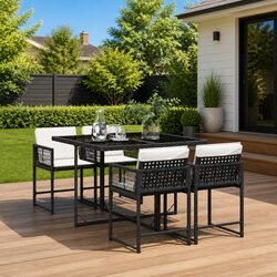 Elegant Black Outdoor Dining Set - 5 Pieces