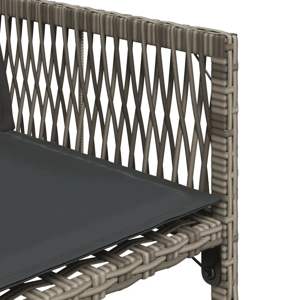 Outdoor Dining Set 5 Piece Grey Poly Rattan Patio Furniture with Cushions