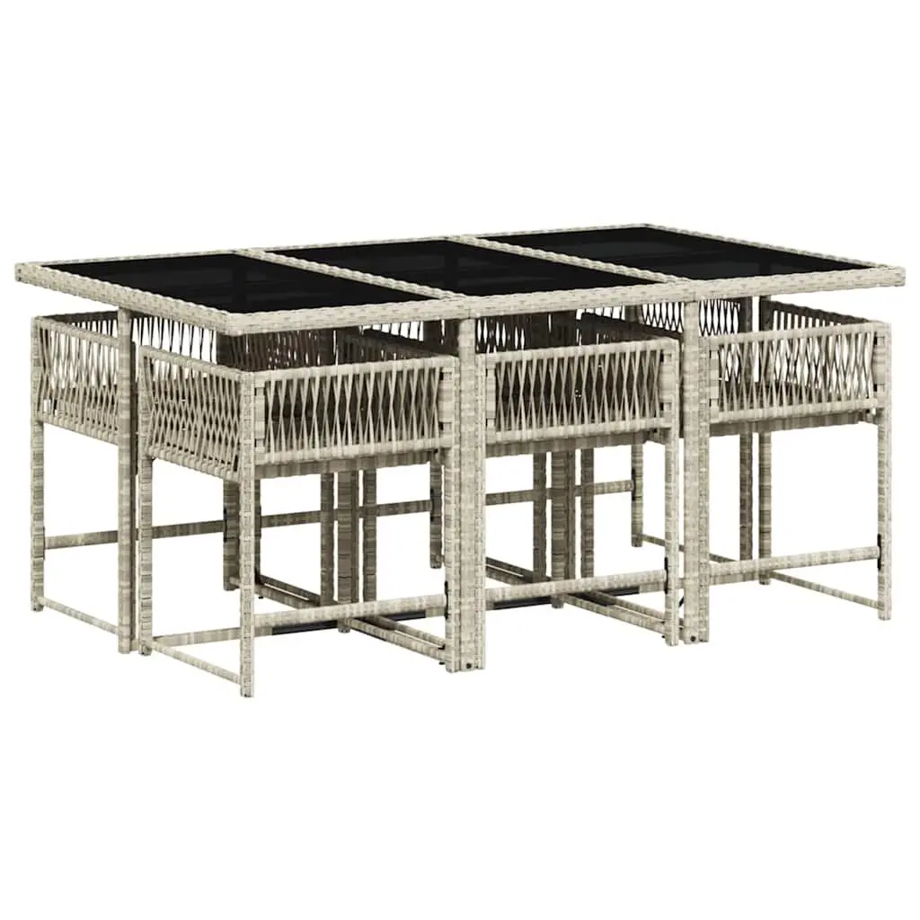 Garden Dining Set Grey 7 Piece Outdoor Furniture Poly Rattan with Cushions