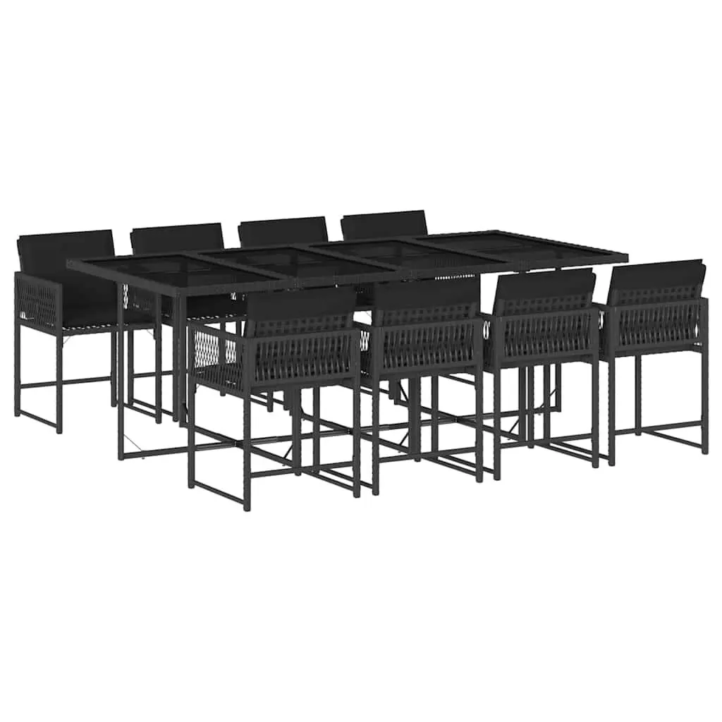 Garden Dining Set Black 9 Piece Outdoor Furniture Poly Rattan Chairs Table
