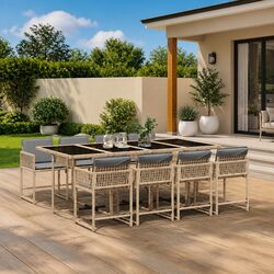 Compact 9 Piece Garden Dining Set for Outdoor Use