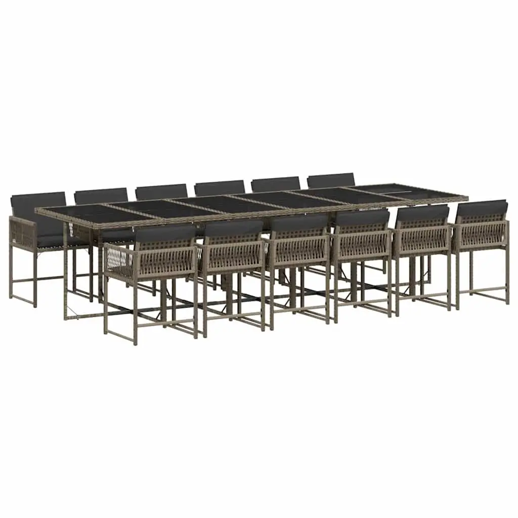 Grey Garden Dining Set 13 Pieces with Cushions Outdoor Patio Furniture