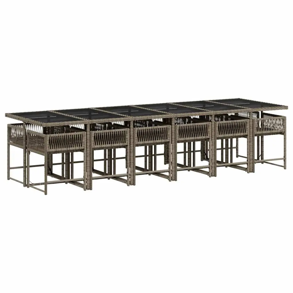 Grey Garden Dining Set 13 Pieces with Cushions Outdoor Patio Furniture