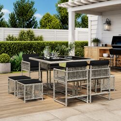 9 Piece Grey Outdoor Dining Set