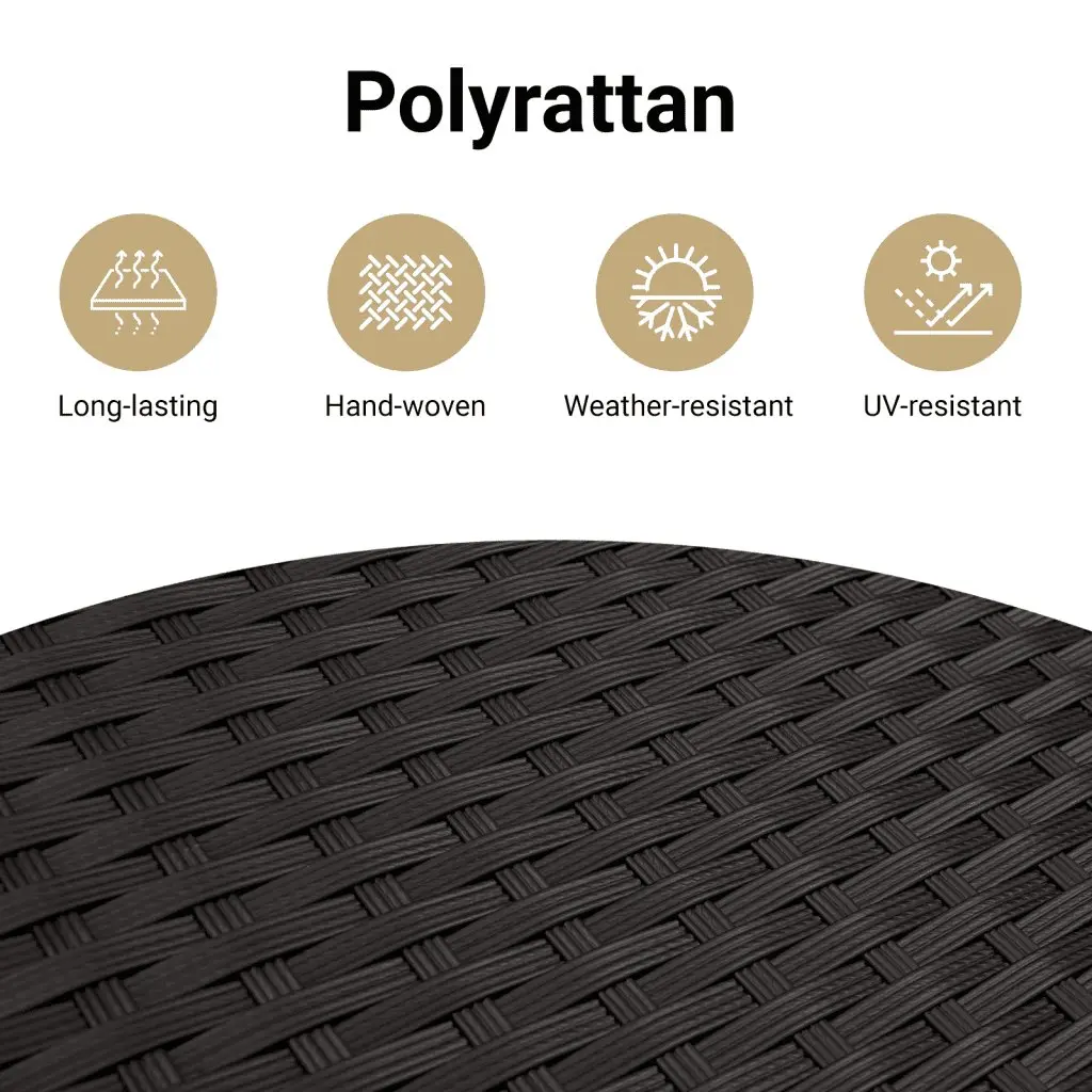 11 Piece Outdoor Garden Dining Set Black Poly Rattan Chairs Table Cushions