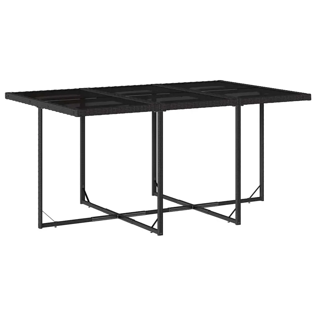 11 Piece Outdoor Garden Dining Set Black Poly Rattan Chairs Table Cushions