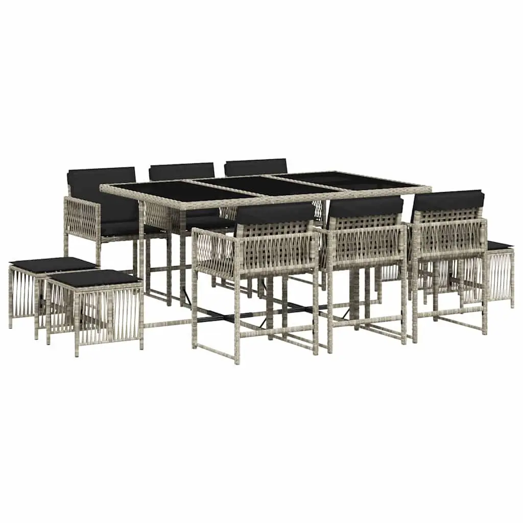 Garden Dining Set Grey 11 Piece Poly Rattan Outdoor Furniture Chairs Table