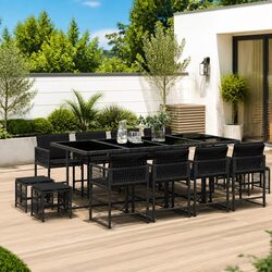 Concise 13 Piece Black Outdoor Dining Set