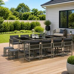 Compact and Stylish 13-Piece Grey Garden Dining Set