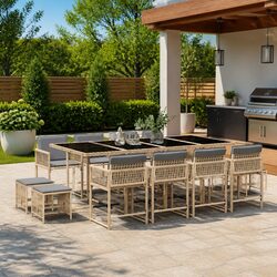 Garden Dining Set 13 Piece Outdoor Furniture Patio Rattan Chairs Table Cushions