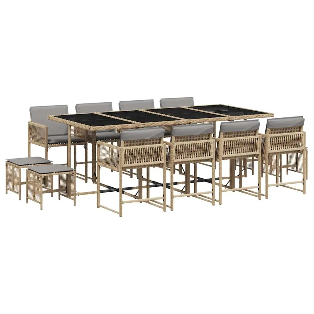 Garden Dining Set 13 Piece Outdoor Furniture Patio Rattan Chairs Table Cushions