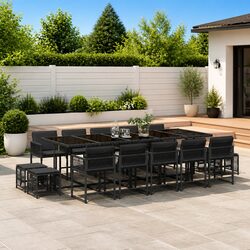 Concise 15 Piece Outdoor Dining Set with Cushions