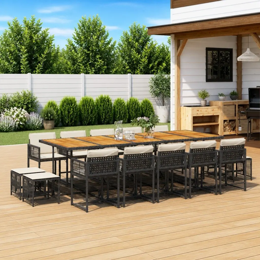 15 Piece Outdoor Dining Set with Cushions