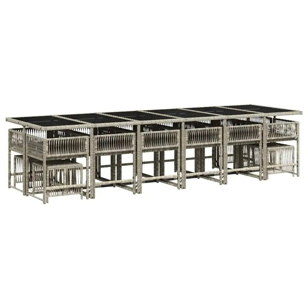 Garden Dining Set 17 Piece Outdoor Furniture Grey Poly Rattan with Cushions