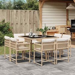 Concise 9 Piece Outdoor Dining Set with Cushions