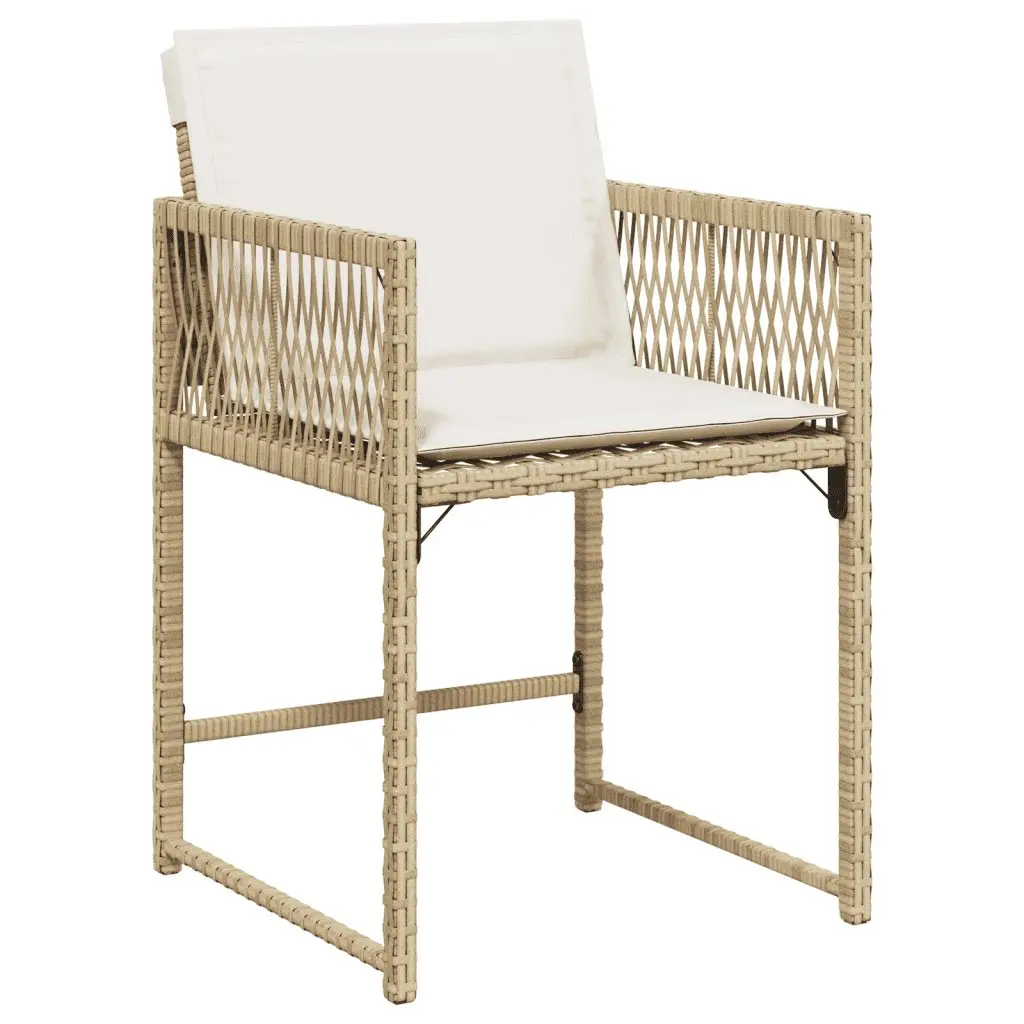 Garden Dining Set 9 Piece Outdoor Furniture with Cushions Beige Poly Rattan