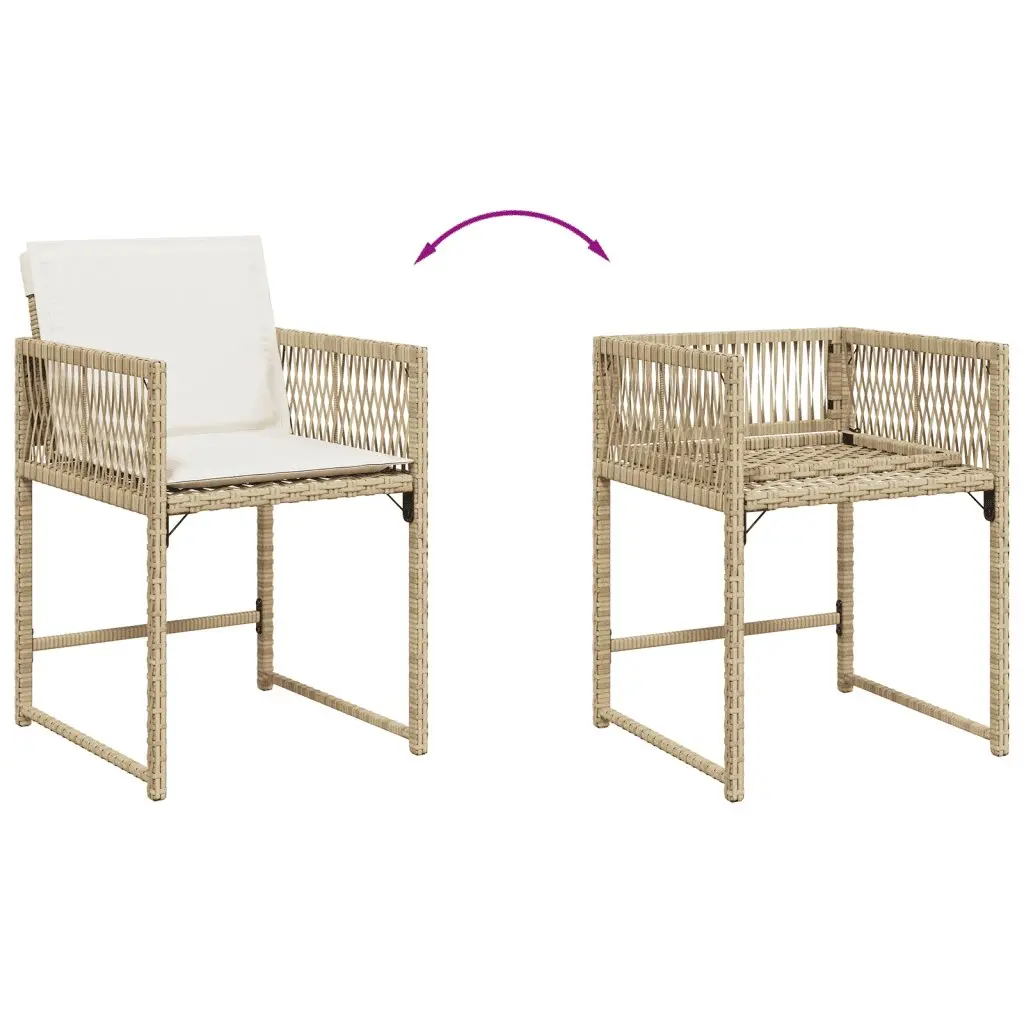 Garden Dining Set 9 Piece Outdoor Furniture with Cushions Beige Poly Rattan
