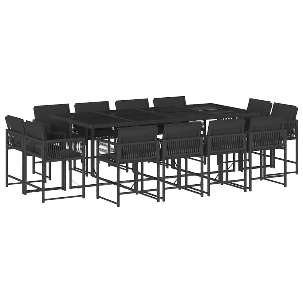Garden Dining Set Black 13 Piece Outdoor Furniture Patio Table Chairs Poly Rattan