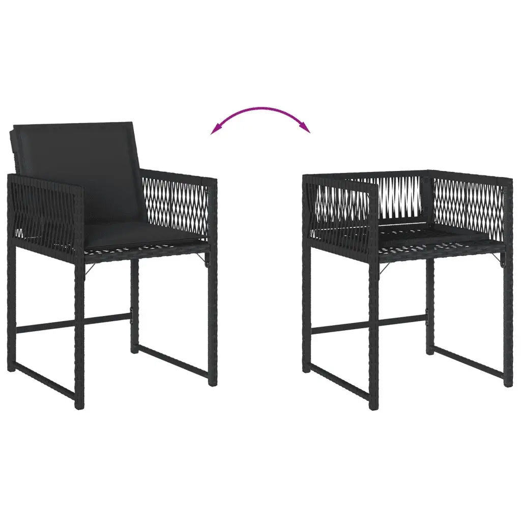 Garden Dining Set Black 15 Piece Poly Rattan Outdoor Furniture with Cushions