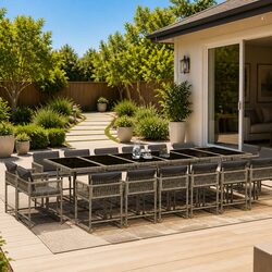 Concise 17 Piece Outdoor Dining Set in Grey