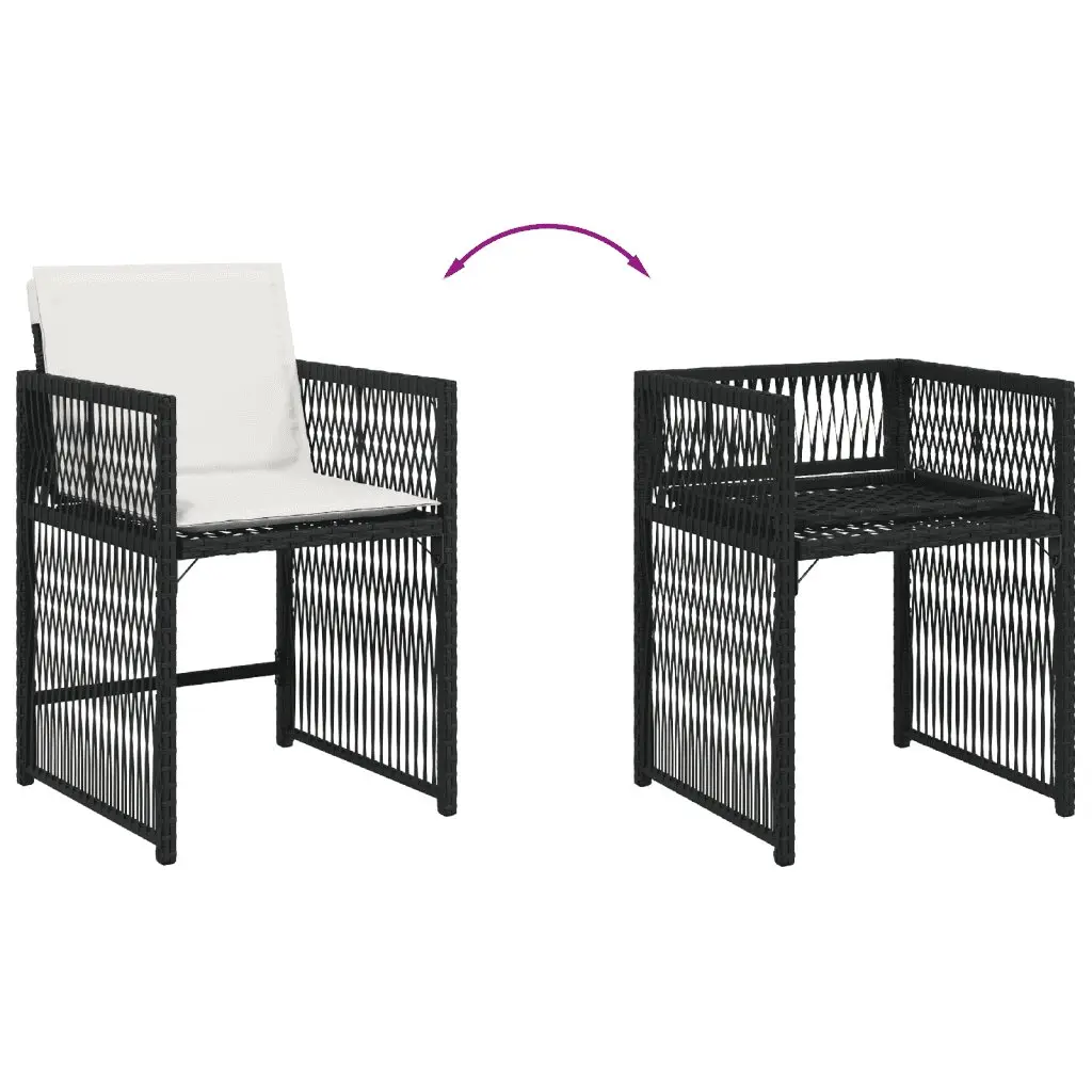Garden Dining Set 5 Piece Black Poly Rattan Chairs Table Outdoor Patio Furniture