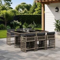 7-Piece Outdoor Dining Set with Cushions - Compact & Stylish