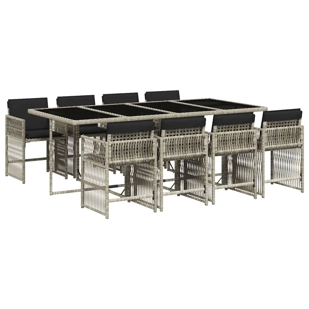 Garden Dining Set Grey 9 Piece Outdoor Furniture PE Rattan Chairs Table