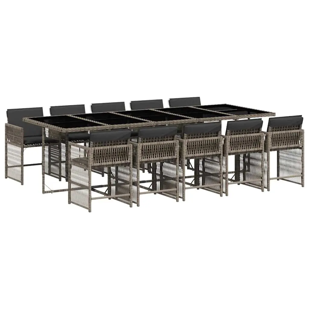 Garden Dining Set 11 Piece Outdoor Furniture Grey Poly Rattan Chairs Table