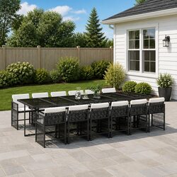 13 Piece Black Outdoor Dining Set with Cushions