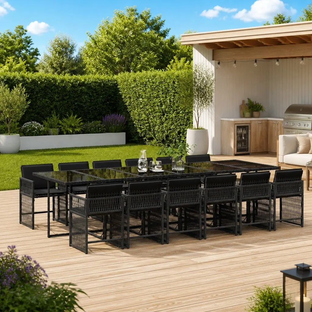 13-Piece Black Outdoor Dining Set