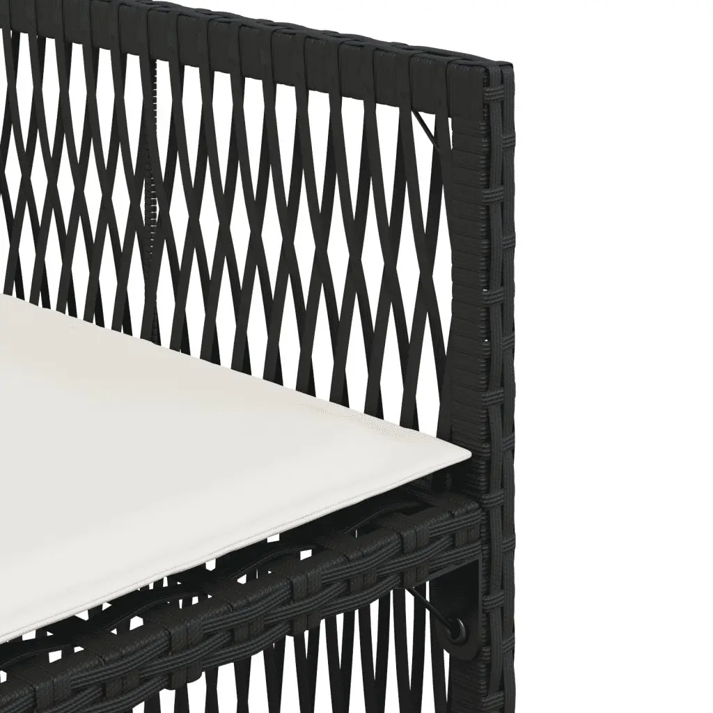 Garden Dining Set 9 Piece Outdoor Furniture Black Poly Rattan Cushions Patio