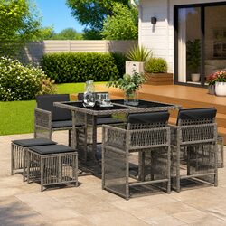 9 Piece Outdoor Dining Set with Cushions