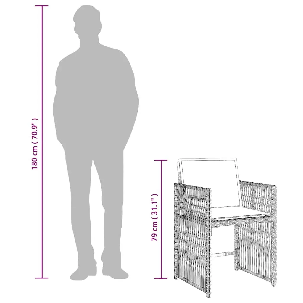 Garden Dining Set 9 Piece Outdoor Furniture Grey Poly Rattan Cushions Glass